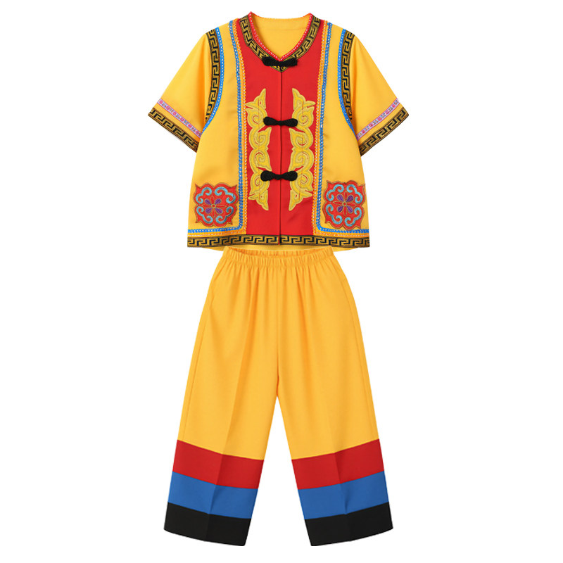 男儿童广西壮族三月三民族服装幼儿壮族苗族瑶族彝族舞蹈服傣族服