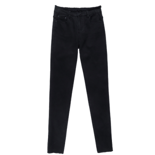 超长高个子女裤子170纯黑全棉加厚加绒小脚牛仔裤加长版175铅笔裤