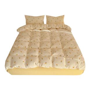 甜梦胶囊｜ins奶油黄郁金香全棉皱布纱四件套温柔田园风1.8床笠款