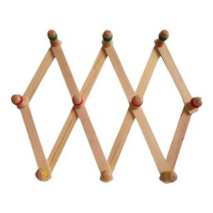 批发挂衣架可伸缩原木衣架门后墙壁木质挂钩衣帽架钩原木制折叠