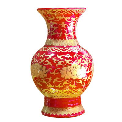 莲花描金花瓶礼佛陶瓷供拜佛祖