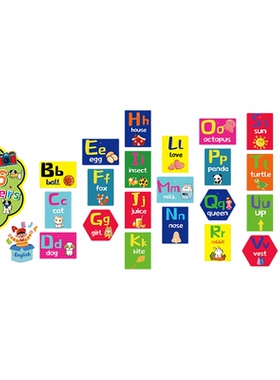 英语教室布置装饰培训班机构26字母文化墙面贴幼儿园楼梯环创主题