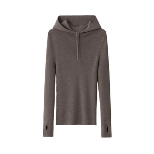 盈妹实用主义时装丨100%羊毛保暖连帽打底扬子纱针织衫早秋穿搭女