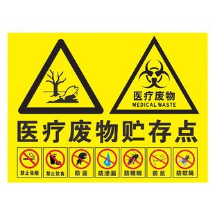 2023新版医疗废物贮存间暂存点六防标贴医院卫生院医废垃圾暂存处禁止吸烟饮食非工作人员禁止入内远离儿童贴