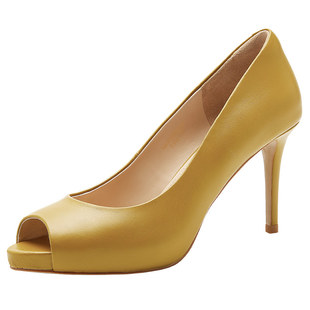 Nine West/玖熙经典高跟鞋女细跟时装凉鞋款露趾浅口轻熟单鞋女士