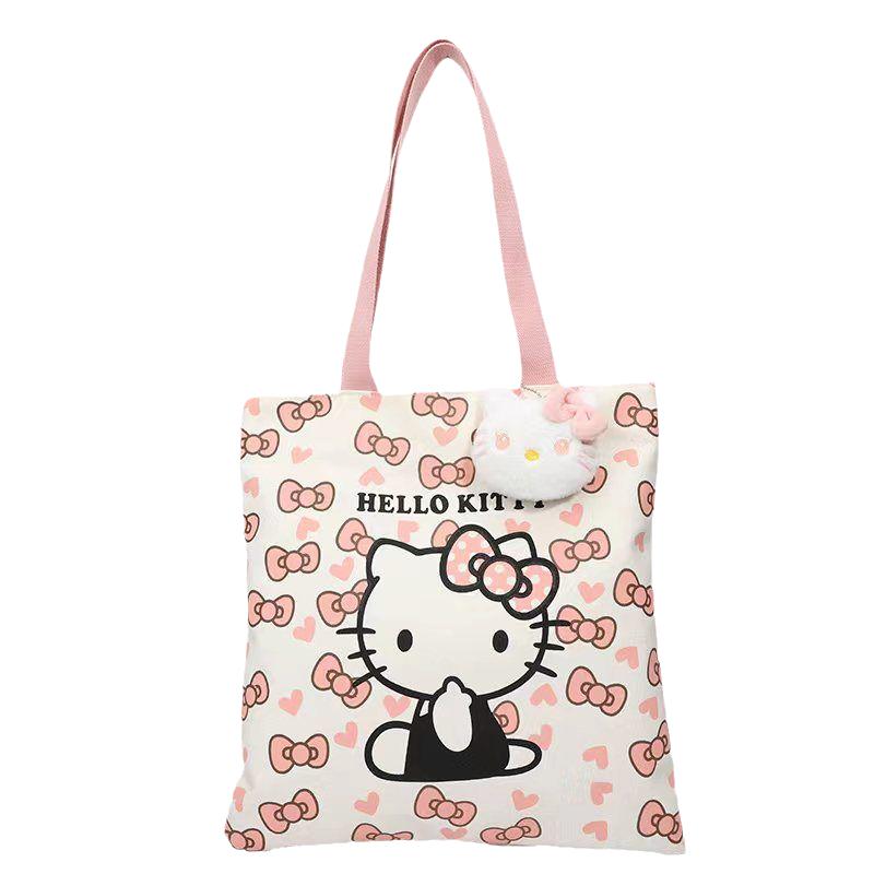 hellokitty猫卡通帆布包包大容量手提袋女学生上课通勤单肩托特包