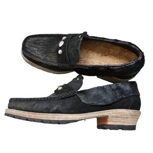 SONOFLOONG复古马臀皮手工v底乐福鞋手缝马毛做旧老钱风真皮鞋潮