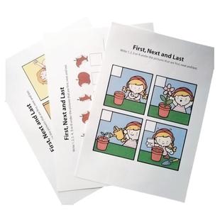 幼儿早教益智英语故事排序卡片看图说话逻辑思维找规律训练教具