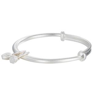 九乐999纯银古法手镯年轻款两世欢推拉银镯莲子莲蓬手环送女友礼