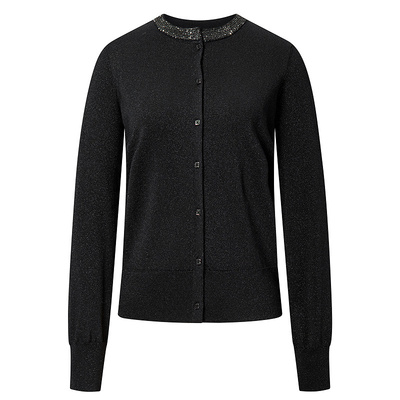 BCBG春秋春日慢人风亮片简约通勤优雅气质针织开衫外套女上衣