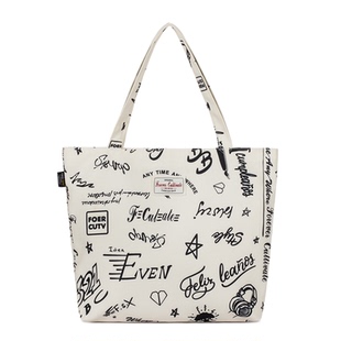 Forever cultivate手提单肩包女夏季小众大容量学生上课帆布包袋