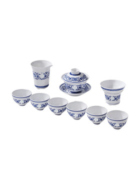 景德镇釉下手绘玲珑茶具套装