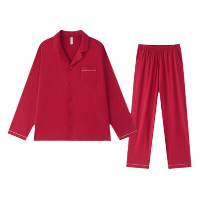 BE情侣莫代尔棉红色睡衣男