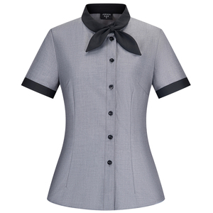 夏季饭店餐饮服务员工服衬衣短袖