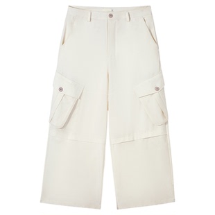 PSO Brand 男装女装莫代尔羊绒羊毛混纺直筒工装裤宽松裤子冬季