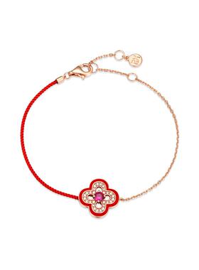 瑞红女银培育红宝石中式手链