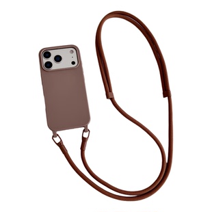 高级硅胶斜挎适用苹果17promax手机壳带挂绳iPhone16小众纯色15pro挂脖14pm带挂钩13肩带12侧挂11长绳8plus套