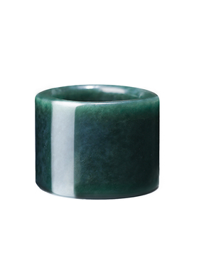 蓝调且末扳指自由！新疆和田玉且末料过灯无杂裂微棉圈口22mm左右