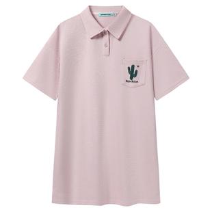 APPARITION 仙人掌小标签刺绣 短袖polo领 女式一件套连衣裙