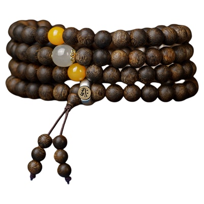 越南芽庄奇楠沉香手串108颗男女款沉香佛珠念珠手链真品旗舰店