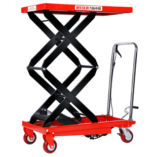 力拓 手动平台车液压升降小型电动平板搬运推车移动式装卸升高车