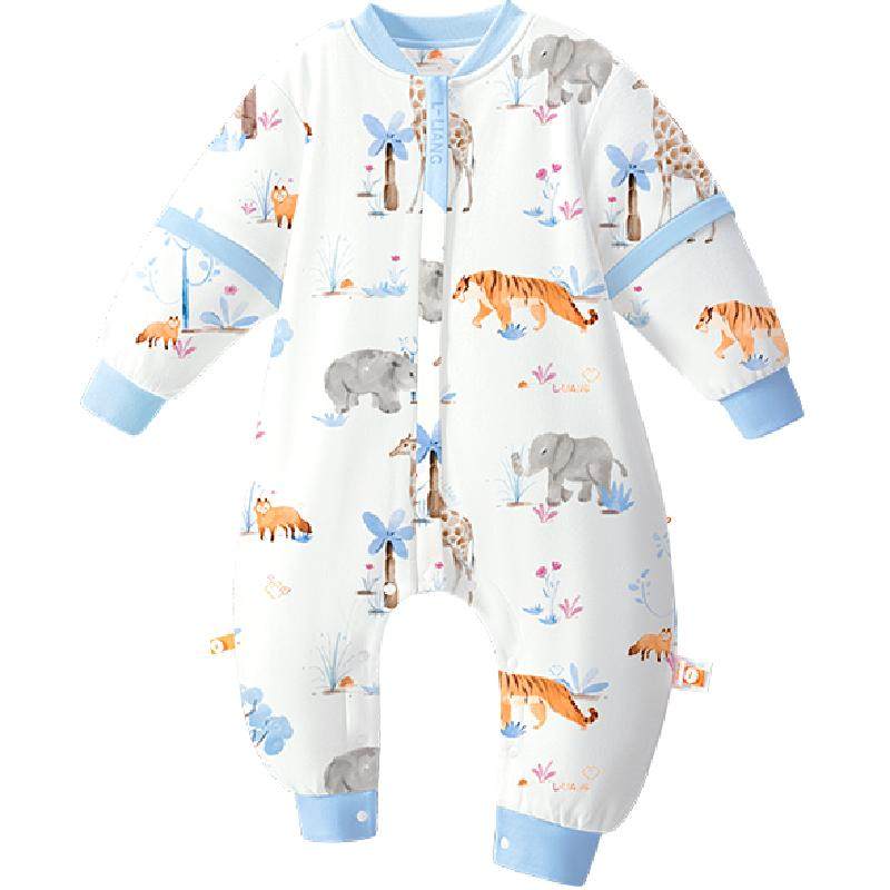 良良婴儿分腿纯棉睡袋新生宝宝夹棉儿童低敏抗菌防踢被