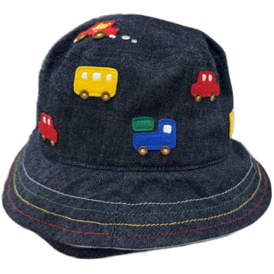 mikihouse汽车刺绣渔夫帽遮阳帽