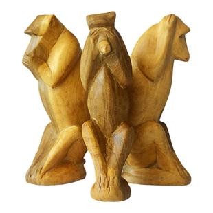 书房装饰品摆件高档大气非洲木雕三不猴摆件实木整木手工雕刻软装