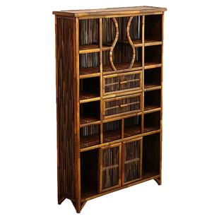 竹制置物架客厅茶室博古架复古书架茶具展示架收纳茶柜多宝阁仿古