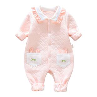 宝宝连体衣夹棉保暖春秋款3婴儿洋气哈衣服6个月秋冬装新生儿纯棉