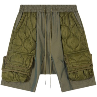 undefined高街rapper最爱双色渐变金属尼龙拼接口袋ins潮哈伦短裤