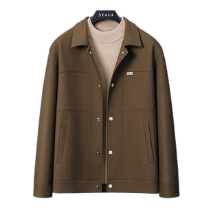 斯得雅斜纹肌理外套男2025秋冬排扣短款翻领羽绒服工装羽绒夹克