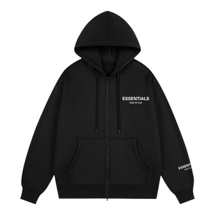 ESSENTIALS MOVIE官方开衫连帽卫衣女秋冬款情侣加绒保暖拉链外套