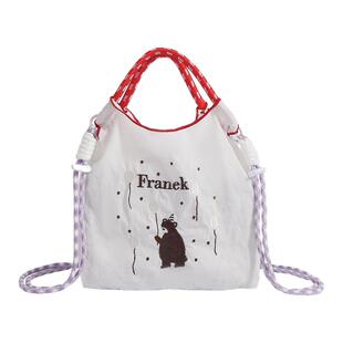 日本ball chain环保购物袋刺绣小熊迷你手提袋单肩斜挎包手机包女