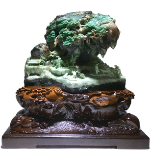 国之精品 洞天福地 独山玉石原石天蓝新中式工艺品意境山子玉雕