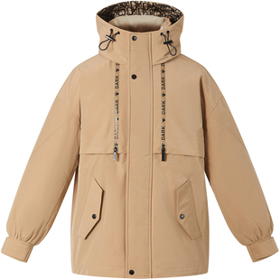 BM高端男士羽绒服冬季2023新款小蜜蜂刺绣潮牌长款工装派克服男款