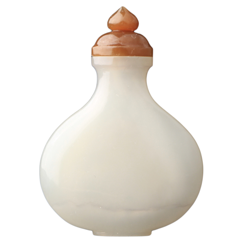 和田玉宝瓶鼻烟壶摆件糖白玉送