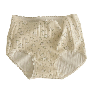 高颜值韩式碎花！棉质内裤女中高腰包臀舒适蕾丝边桑蚕丝抑菌底档