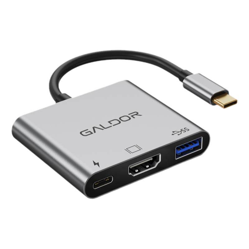 高多 3合1扩展坞USB-c转HDTV PD供电usb3.0适用于华为苹果电脑笔记本手机投屏直播PD充电边充边用