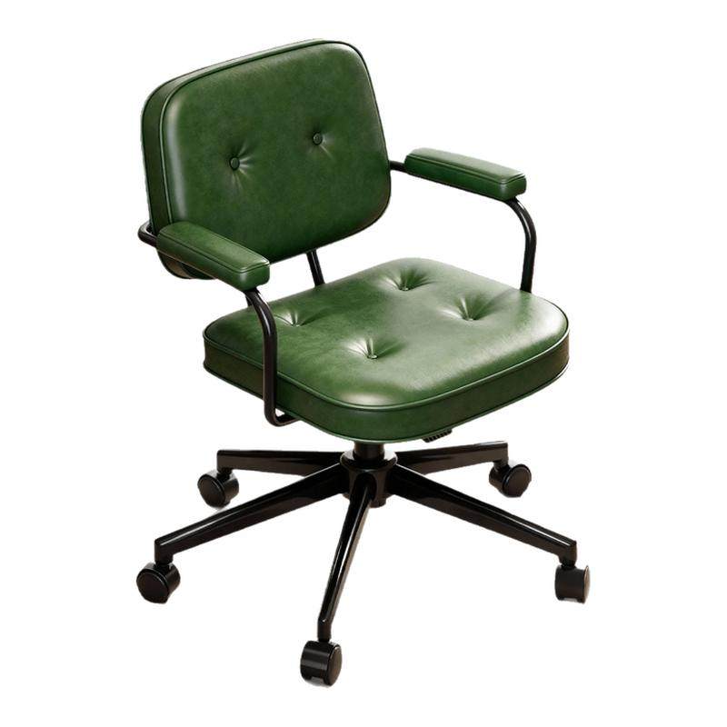 安居客中古风绿色办公椅真皮电脑椅靠背办公室舒服久坐书桌旋转椅