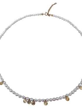 CQ金灿灿迷你keshi珍珠锁骨链