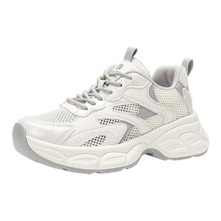 依思q厚底老爹鞋女款2026新款夏季薄款网面透气软底镂空运动鞋女