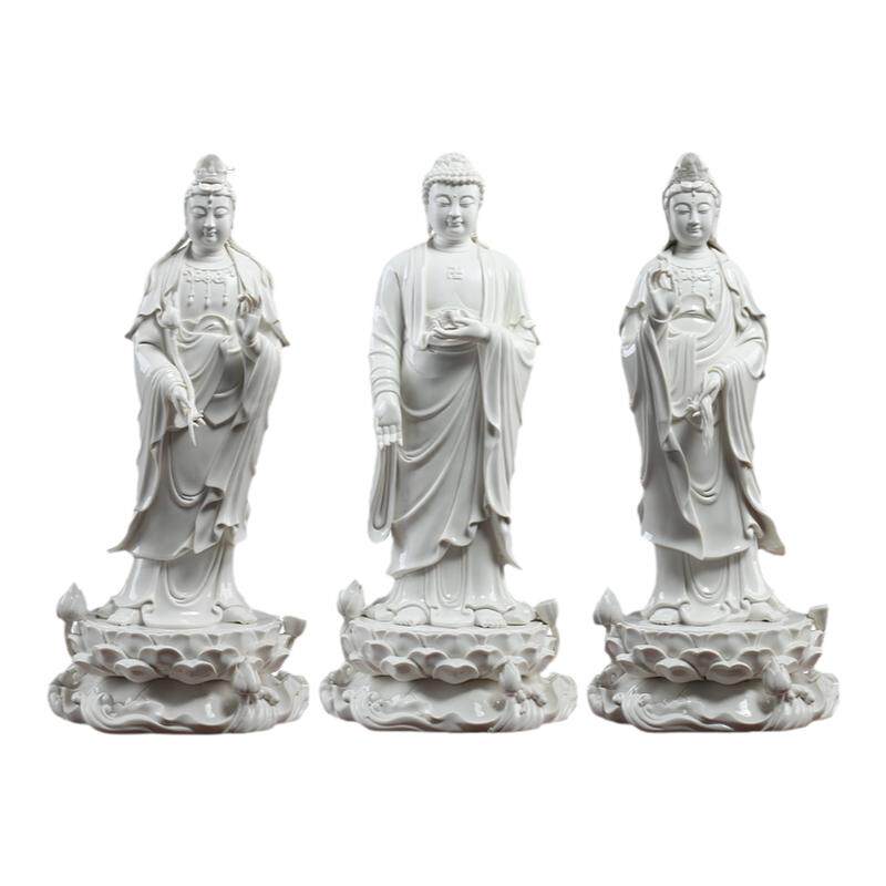 戴玉堂陶瓷西方三圣佛像供奉摆件观音像大势至菩萨阿弥陀佛家用