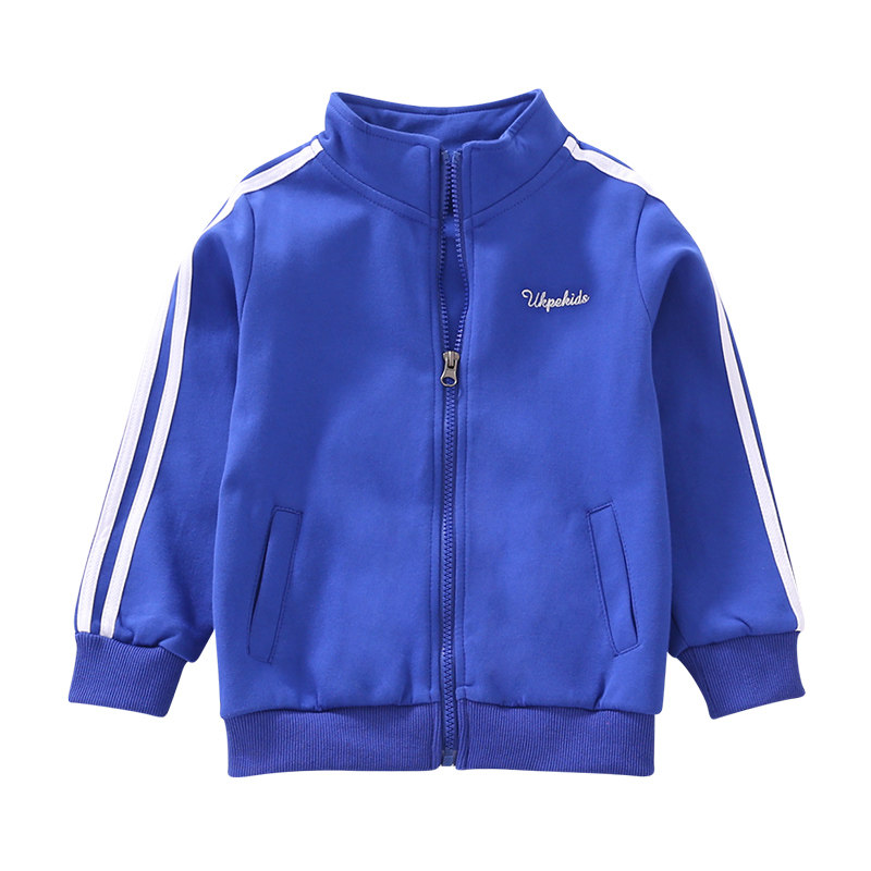 儿童装纯色棉运动服外套跑步服男童女童三条杠拉链开衫校服上衣潮