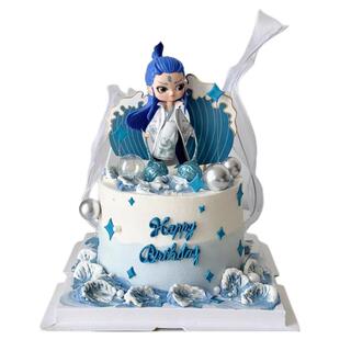 网红哪吒敖丙蛋糕装饰摆件魔童三太子海浪儿童男孩生日装扮插件