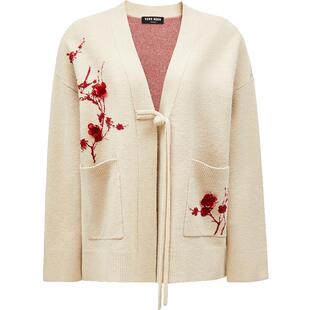 Vero Moda奥莱针织开衫女2025秋冬新商场同款提花盘扣新中式毛衣