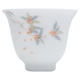 小谦山房花卉小品杯景德镇主人杯陶瓷茶杯家用手工小客杯单个茶具