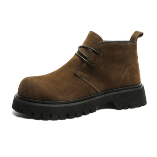 德比马丁靴男款反绒皮英伦风大头工装靴厚底增高复古休闲低帮短靴