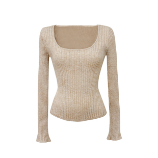 Lazy Didi浮梦伊甸园 安迪绒纱线毛织显瘦柔软上衣一字肩打底针织