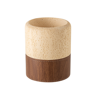 胡桃木纹笔筒桌面办公室轻奢高级感收纳盒大容量高档摆件创意笔筒